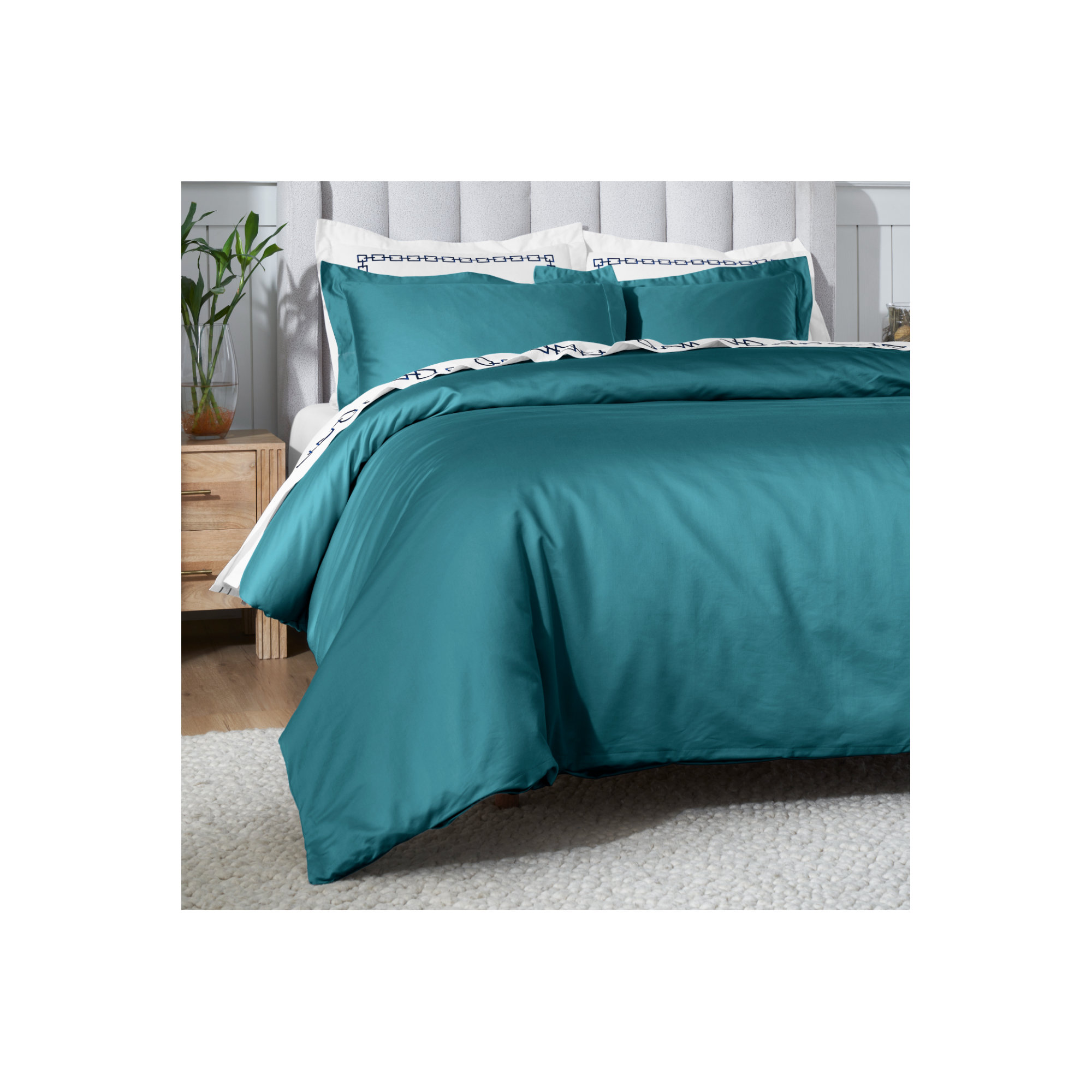 Cotton Duvet Cover Set, Caribbean, Full/Queen Duvet Cover + 2 Pillow Sham