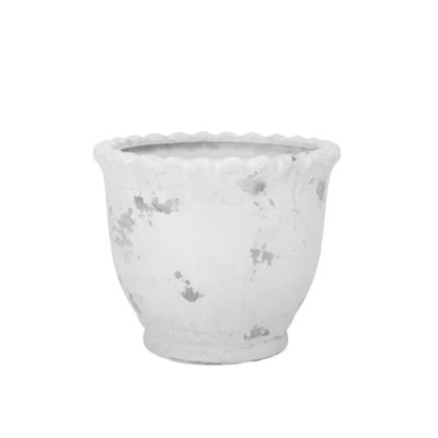 Terre cuite pot rond blanc