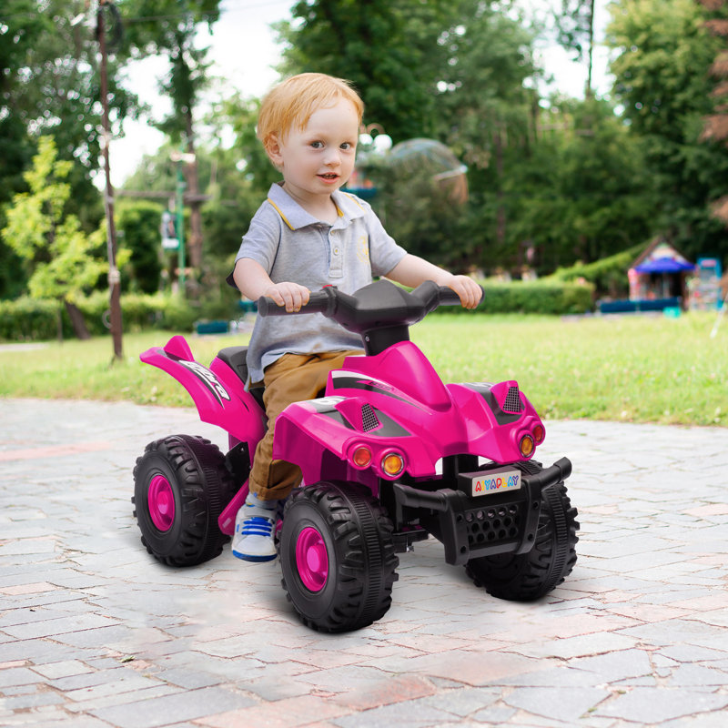 AIYAPLAY 6V Electric Quad Bike for Kids with Music Ages 2-6 Years, Pink