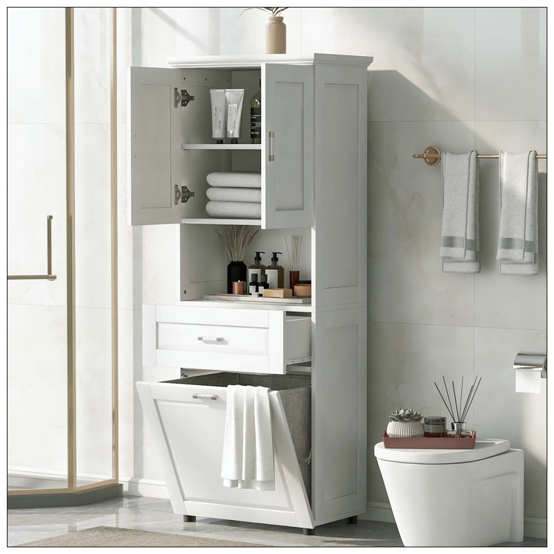 Grande armoire de salle de bain inclinable, White