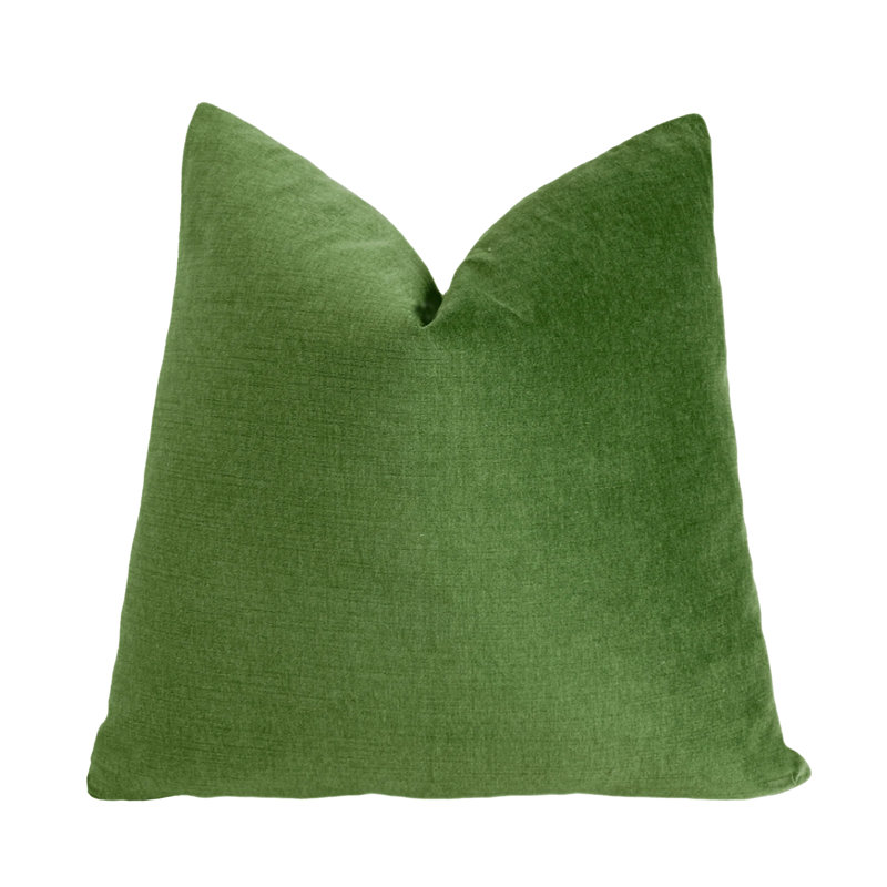 Housse de coussin en velours vert uni, Moss, 22" H x 22" W