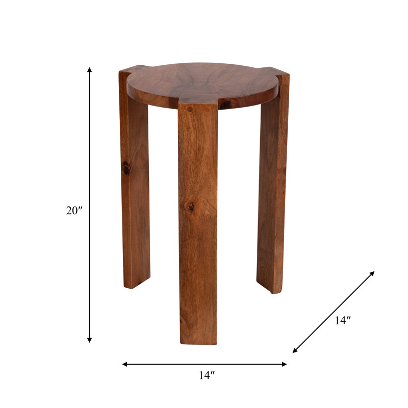 Middlewich 4 Piece Set 20"H Brown Mango Wood Tall Accent Tables and a Solid Frame for a Stylish Addition to Your Home