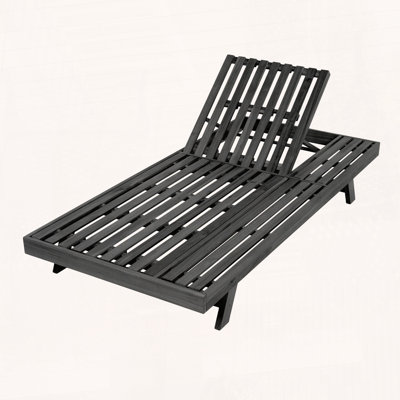Méridienne pliable en bois d'acacia avec dossier réglable à 4 positions et conception à lattes