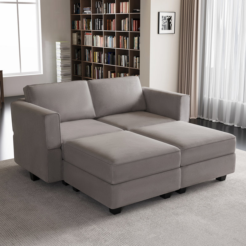 Nakash 63.8'' Sectional Upholstered Sofa with Storage, Gray Velvet