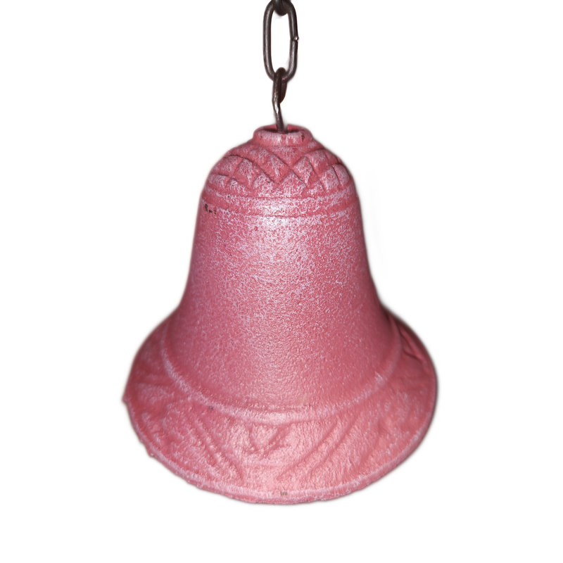 Rustic Pink Cast Iron Decorative Dinner Bell with Vintage Tropical Flamingo Frame