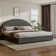 Boucle Upholstered Platform Bed Frame, Soft Bed Frame with Round Headboard, No Box Spring Required