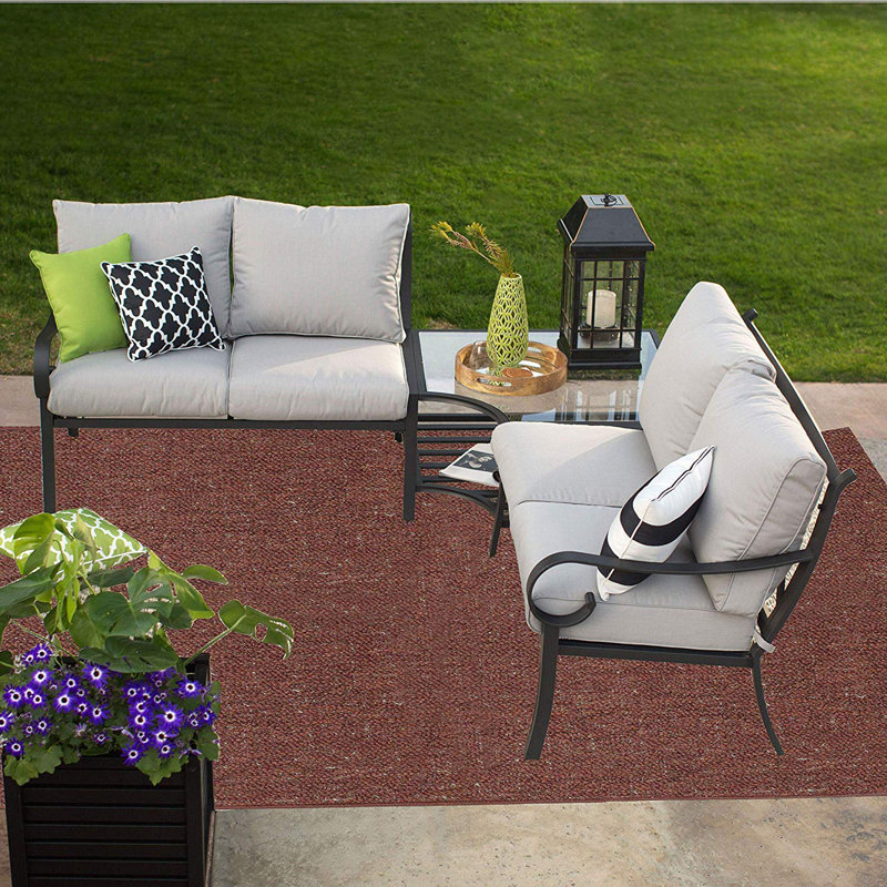 Tapis moderne intérieur / extérieur - Rouille, Rectangle 4 pi x 6 pi