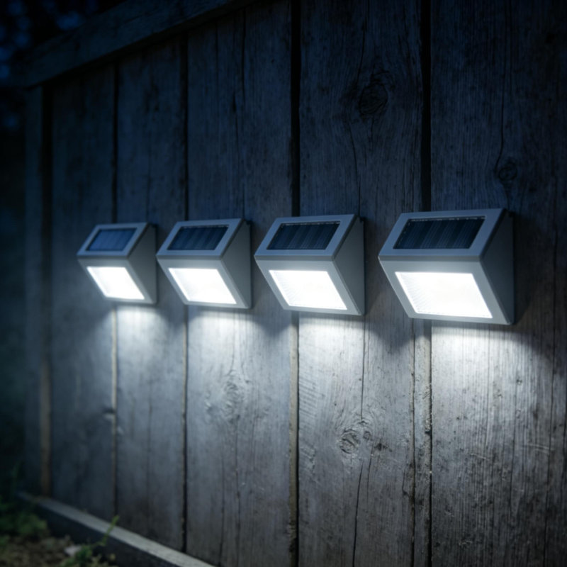 Solar Powered Outdoor LED Step Lights IP65 Waterproof Stainless Steel for Deck Fence Stair Garden Path, White