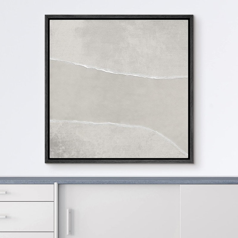 «Grey Pastel Color Block Landscape Collage Abstract Shapes», reproduction encadrée sur toile, H 16 po x l 16 po, Toile noire