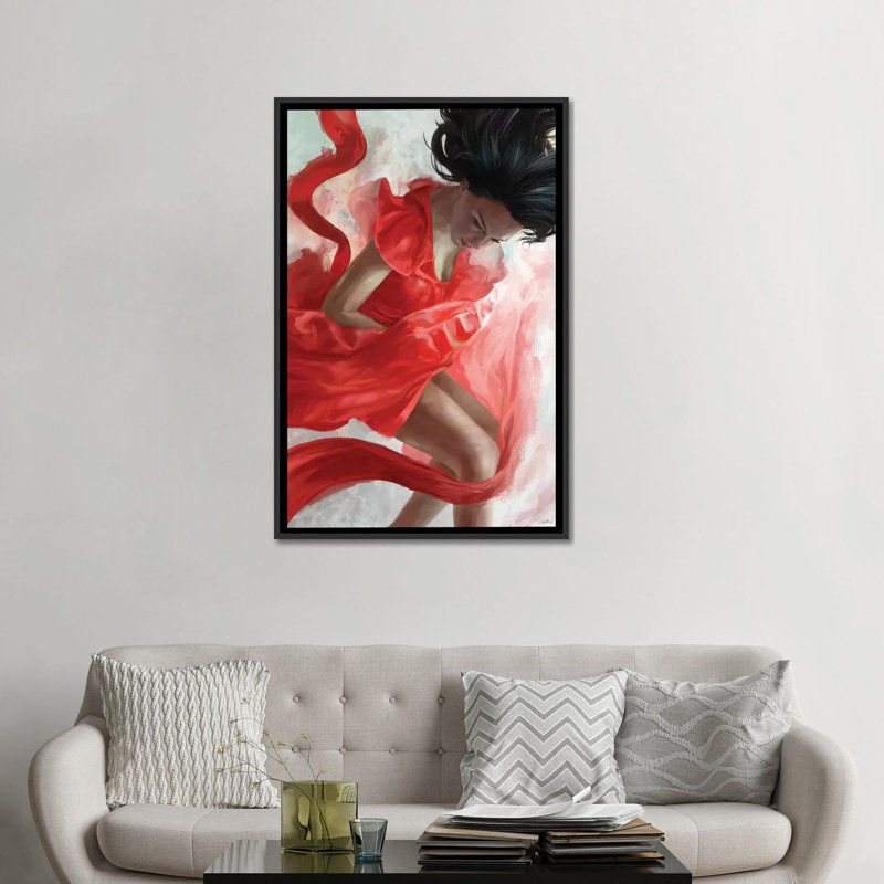 «Descension», impression sur toile, H 26 po x l 18 po x P 1,5 po, Toile avec cadre noir, Pas de tapis