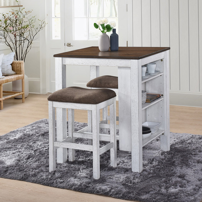 3 Pieces Dining Table Set With Storage Space For Small Space