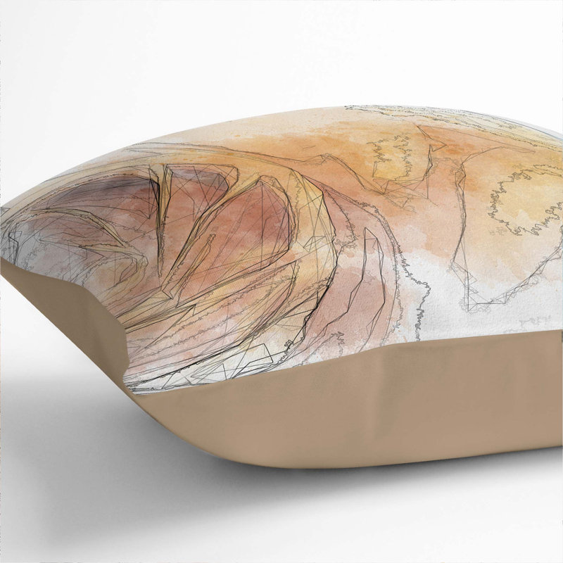 A Golden Yellow Rose In Abstract Abstract Square Throw Cushion, 40 x 40 cm, Stone