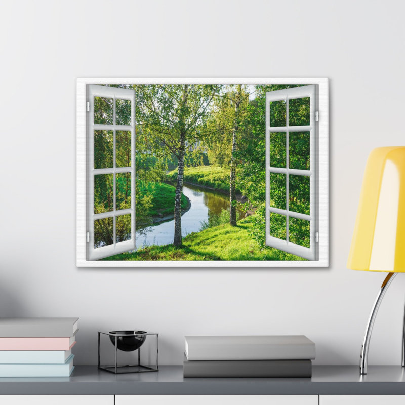 Impression sur toile, art mural fenêtre, eau, nature, photographie, réalisme, paysage, H 16 po x l 20 po