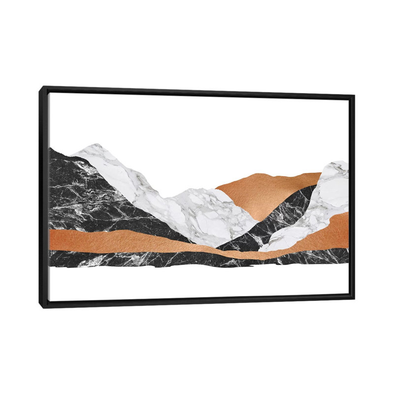 «Marble Landscape I», impression sur toile, H 18 po x l 26 po x P 1,5 po, Toile avec cadre noir, Pas de tapis