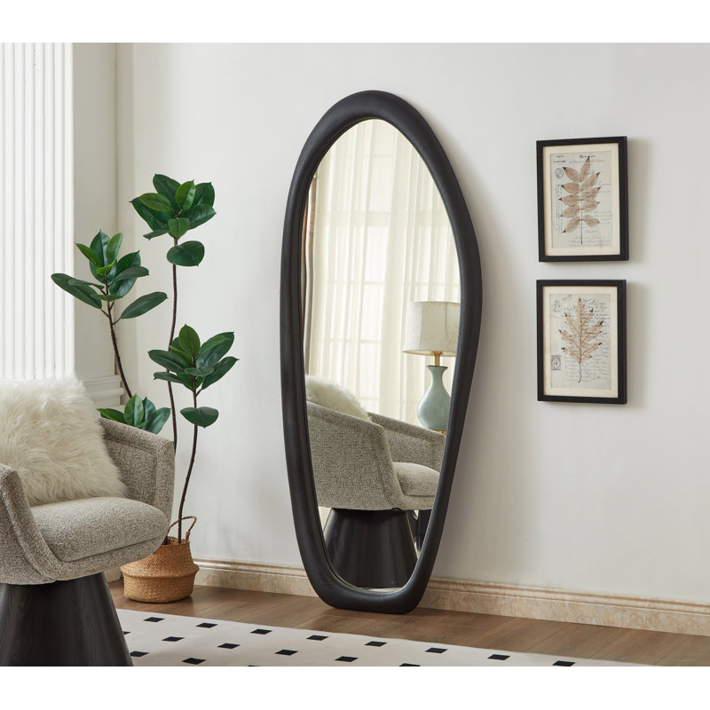 Raeana Polyresin Mirror, 70.5" x 30", Black