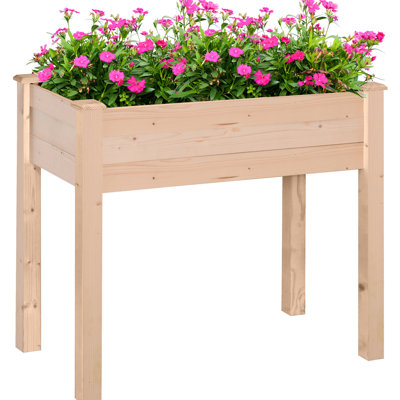 Lit de jardin surélevé avec pieds, 34 po x 18 po x 30 po, boîte en bois auto-drainante pour légumes, herbes, fleurs, cour, patio, balcon, pot à fleurs naturel 34 po x 18 po 30 po, plantes,