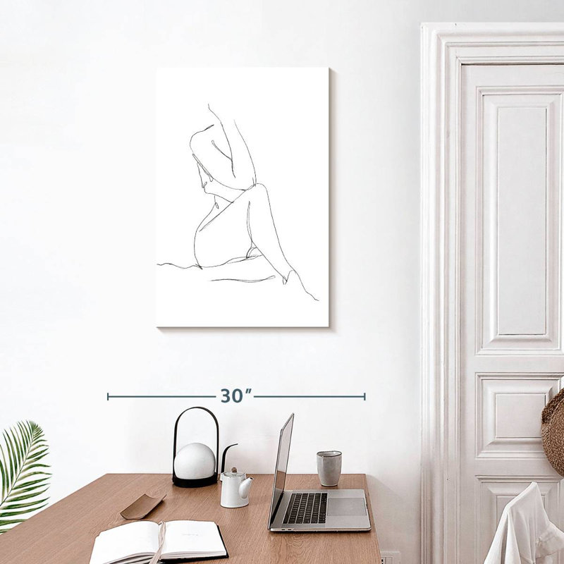 Leisha, croquis de contour nu I, H 30 po x l 20 po