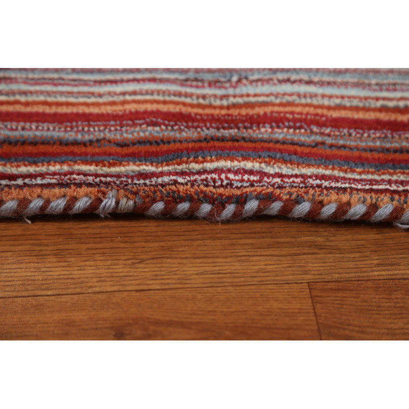 Tapis oriental rayé Gabbeh noué à la main 5 x 7