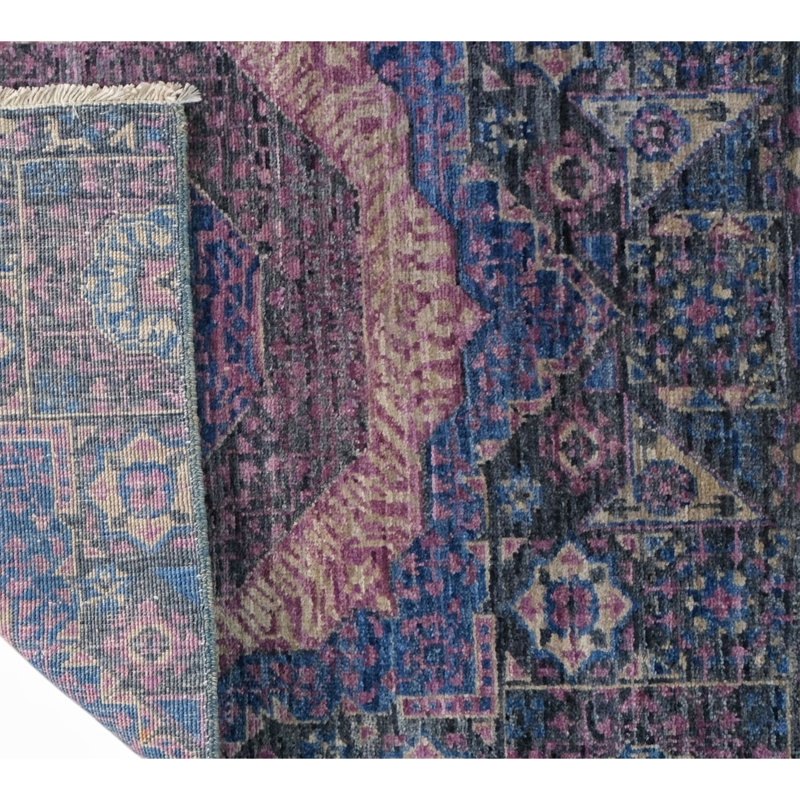 Hand Knotted Wool Area Rug in Silver