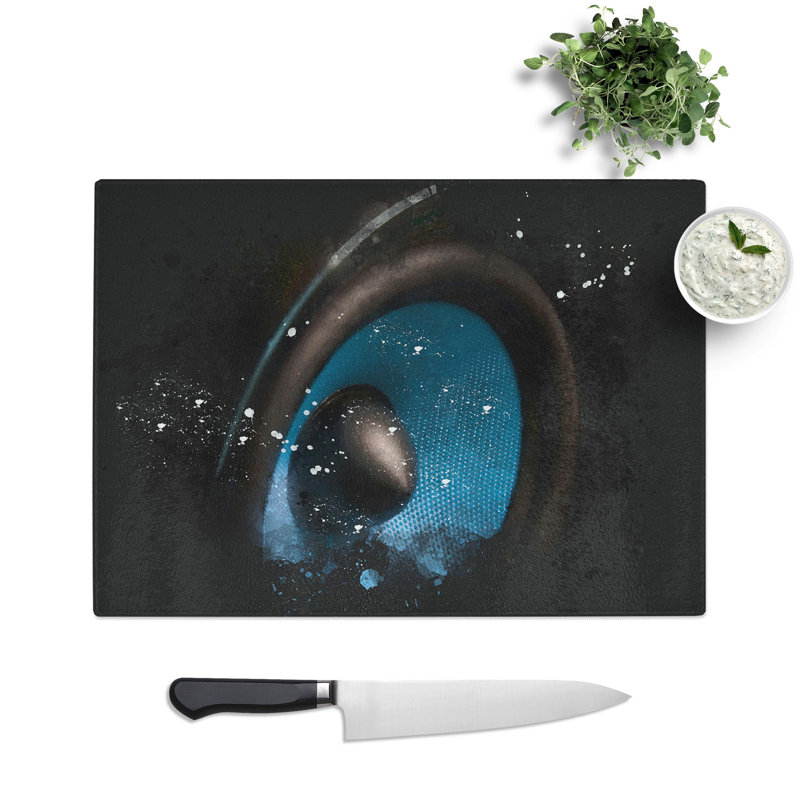 Hi Fi Speaker Paint Splash Chopping Board, 0.4cm H x 20cm W x 28.5cm L