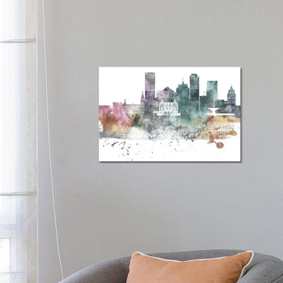 Milwaukee Pastel Skylines - Wrapped Canvas Painting