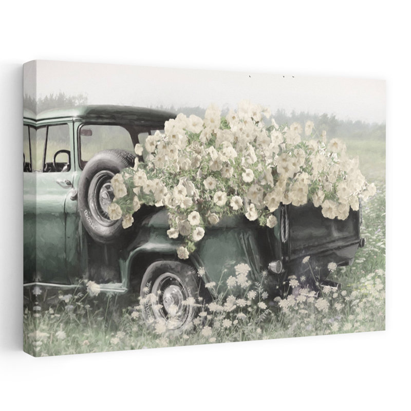 «Haul Full Of Sunshine» - Art rétro camion vert, H 32 po x l 48 po