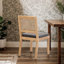 Chaises de cuisine en lin rembourrées à dossier en rotin - Ensemble de chaises de salle à manger de style Mid-Century moderne avec structure en bois franc naturel-211960357