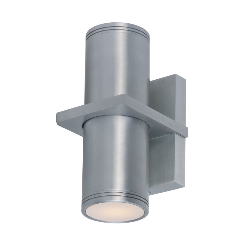 Appliquee à bras d’extérieur 2 lumières Leilla, Aluminium brossé, H 12,5 po x l 6 po x P 6,75 po