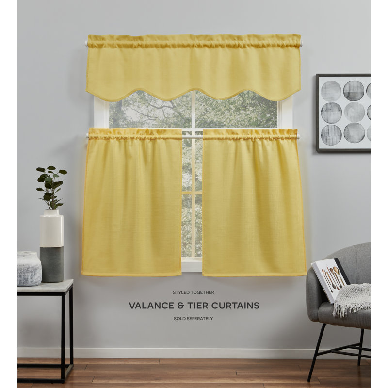 Sunbath Linen-Look Light Filtering Scalloped Valance, 54"x16"