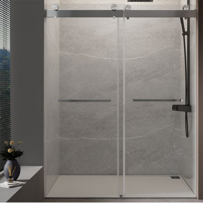 Porte de douche coulissante sans cadre avec verre trempé l 48 po x H 76 po