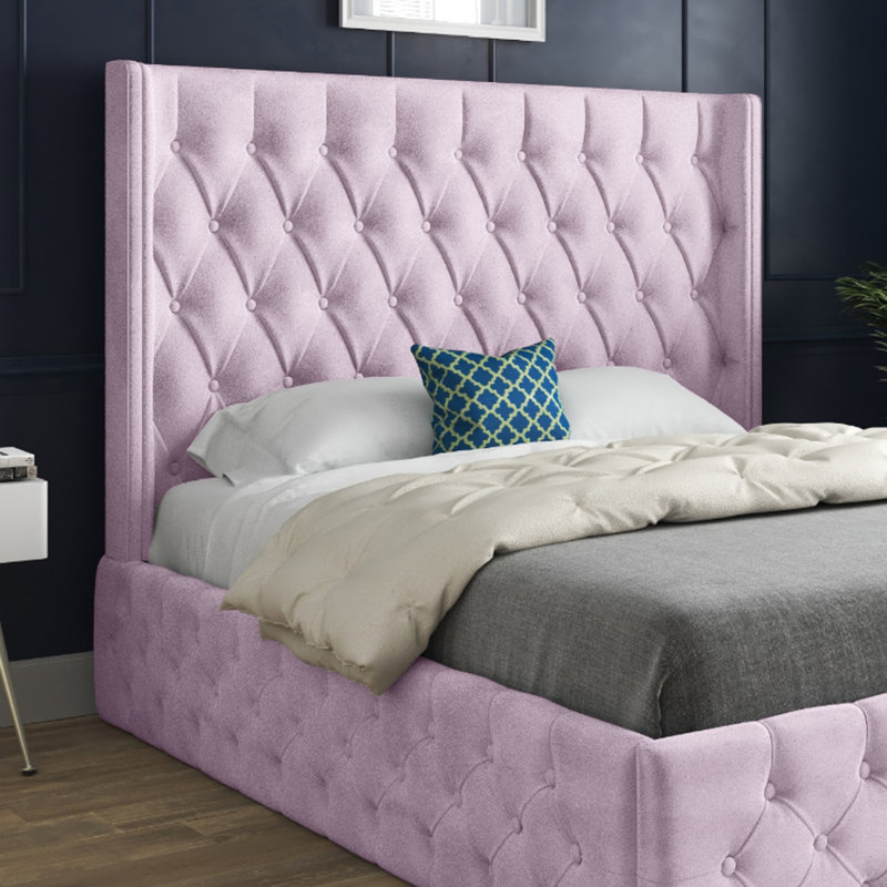 Aldric Upholstered Bed, Single (3'), Pink