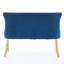 Banc de salle à manger 2 places en velours bleu de style Mid-Century Modern, orné de boutons faits à la main et offrant une assise confortable.