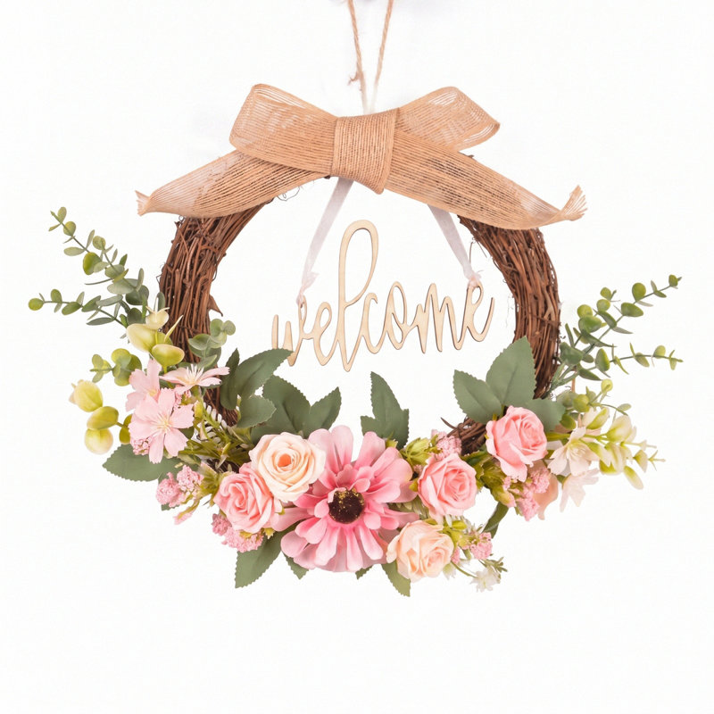 Couronne rose 16 pouces pour porte d'entrée