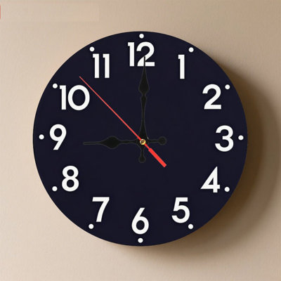 Horloge murale ronde en bois 10 po, mouvement à quartz silencieux, imprimé UV, à piles