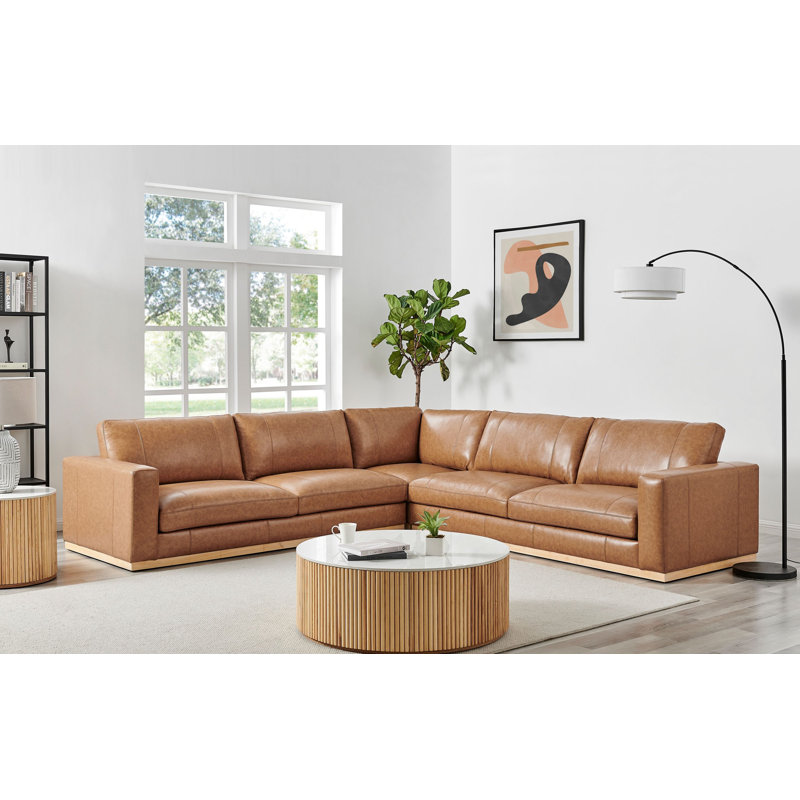 3 - Piece Leather Corner Sectional