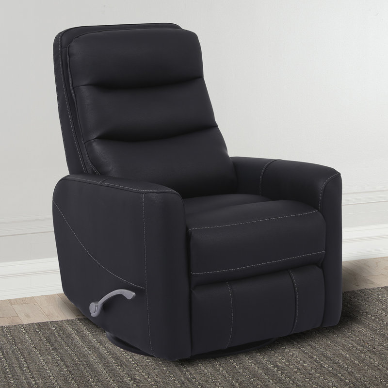 Casarez 31" Upholstered Manual Swivel Glider Recliner with Recessed Arms, Black