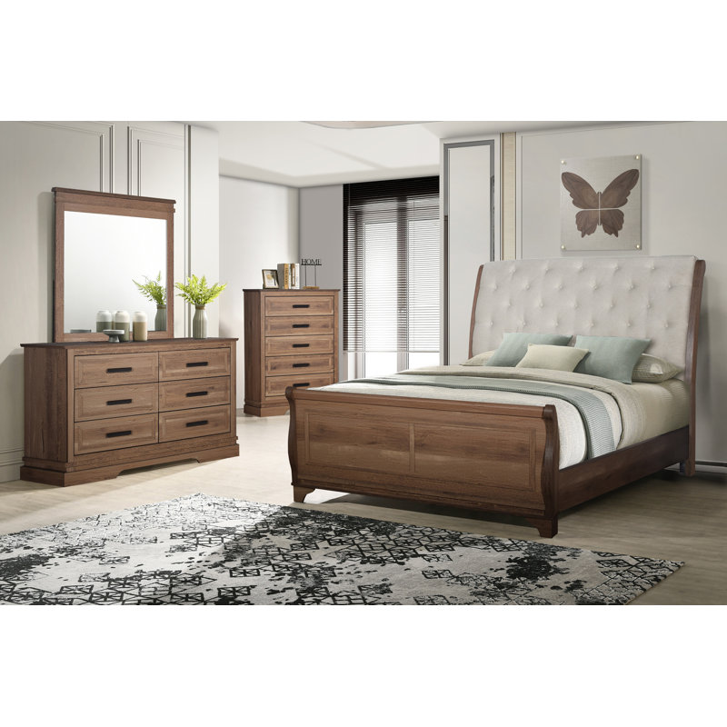 Ensemble de chambre avec très grand lit en bois Walla, Très grand, 4