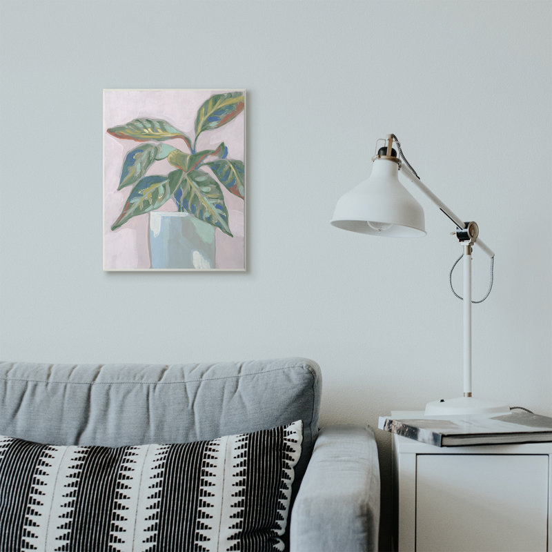 « poted plante rose green », reproduction d’art, Plaque murale, H 13 po x l 19 po