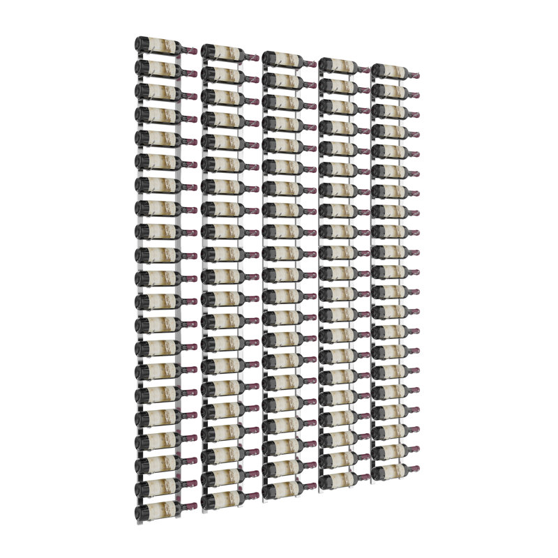 Ensemble de support à vin mural Iyleena 8 (120 bouteilles, nickel brossé), Noir mat, H 84 po x l 65 po x P 5,25 po