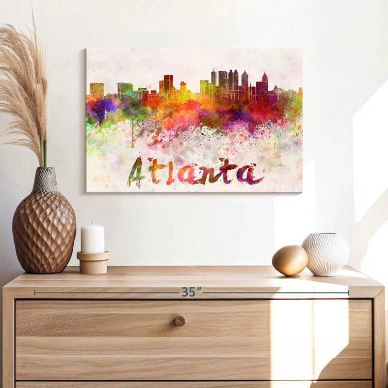 Atlanta Skyline Colors Canvas Print, 16" H x 24" W x 1.25" D
