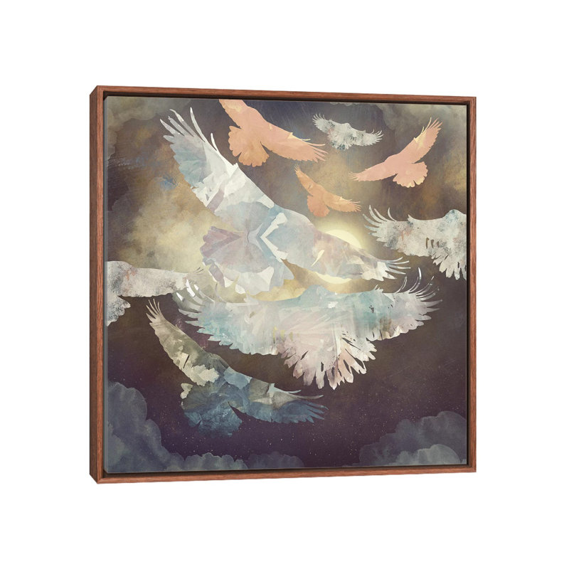 «Moonlight Flight» par Space Space Designs - reproduction d'art, Toile avec cadre brun, H 26 po x l 26 po x P 1,5 po