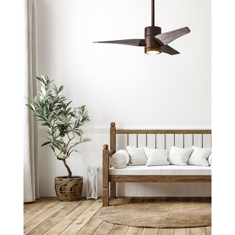 Ceiling Fan with LED Lights, Textured Bronze, Barn Wood Tone, 52"