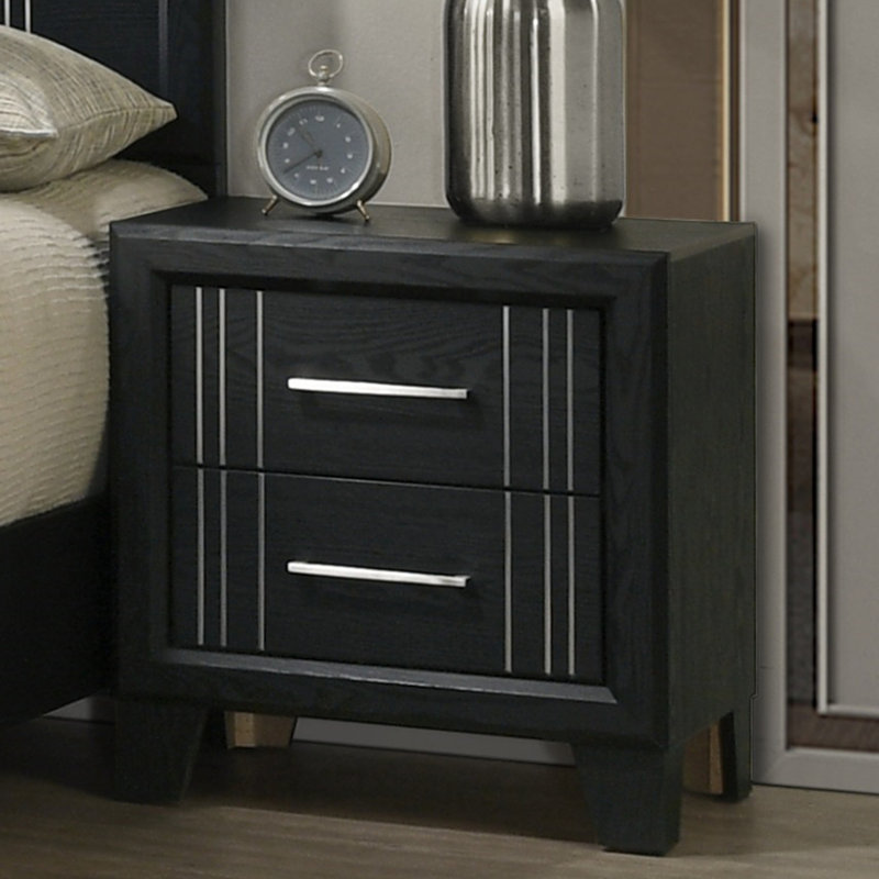 Modern Elegance Nightstand, Charcoal