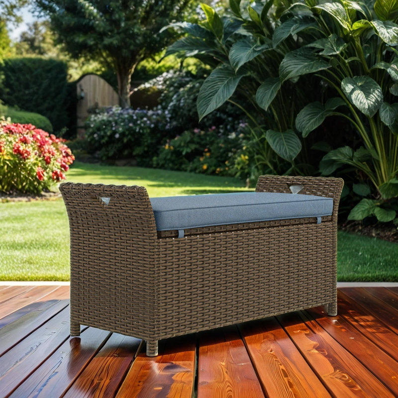 Banc de rangement extérieur, Bleu, H 20 po x l 41 po x P 17,75 po