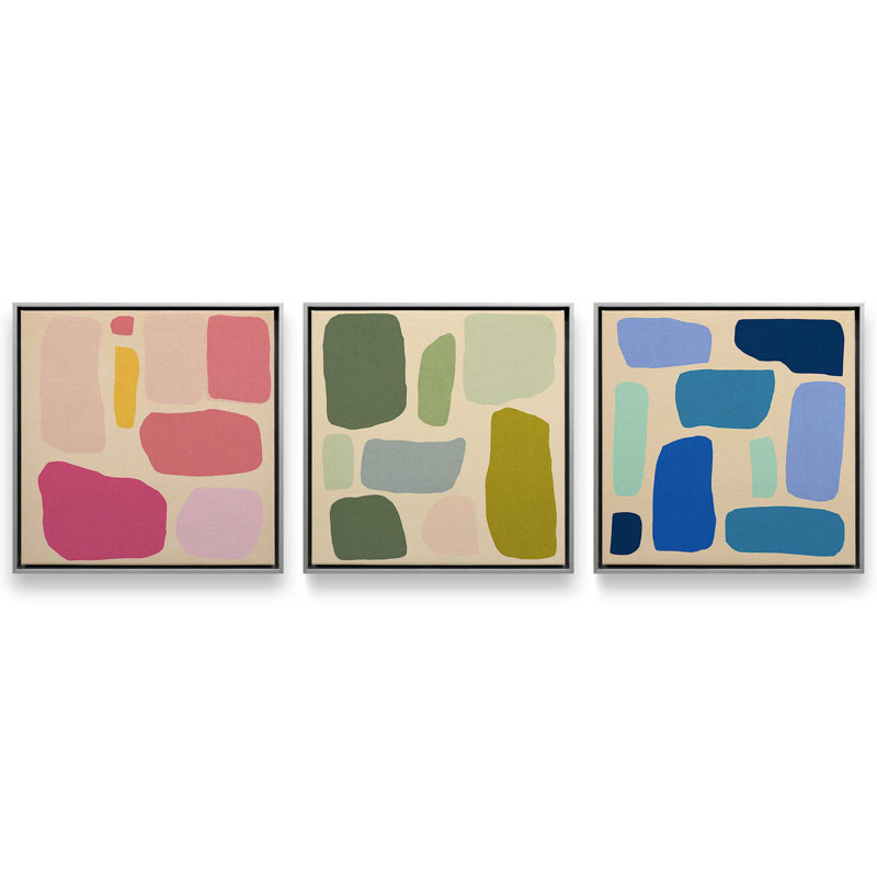 "Chromatique" par Golden Glow Interiors 3 - Pièces sur toile, Cadre en chrome poli, H 34 po x l 34 po