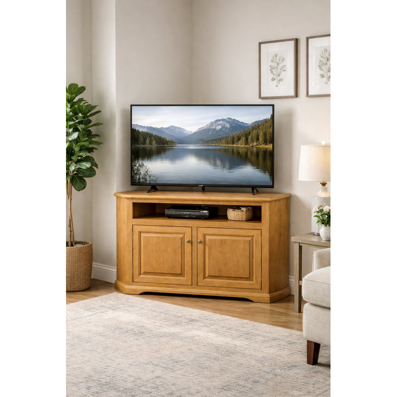 Inouye Unfinished Corner TV Stand for TVs up to 65", European Yellow