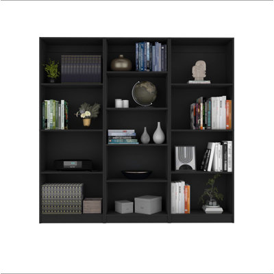York Black 3 Piece Living Room Set With 3 Bookcases