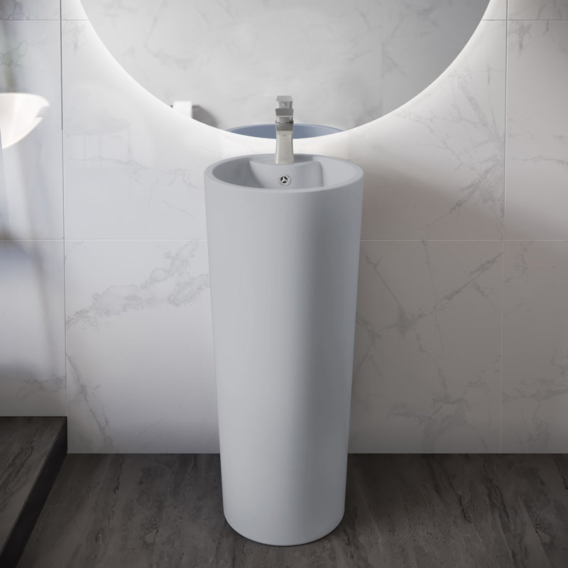 Monaco Circular Basin Pedestal Sink, Matte Gray