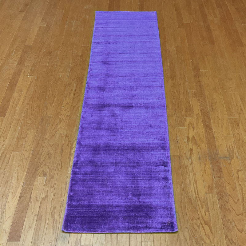 Tapis en soie noué à la main, Tapis de couloir 2 pi 6 po x 10 pi