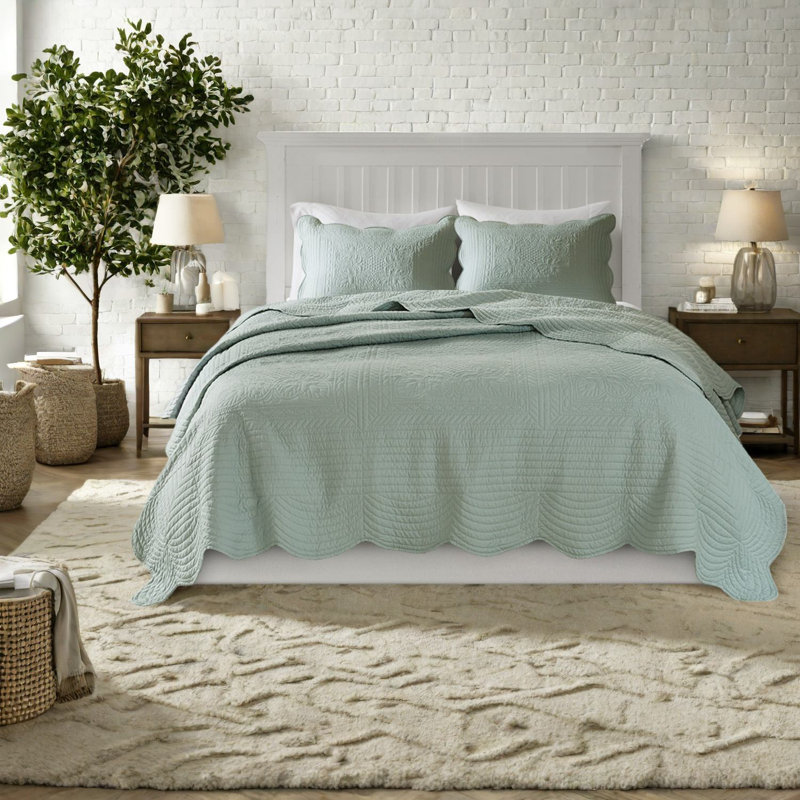 Ensemble de literie élégant en écume de mer, confort en microfibre, style maison de campagne